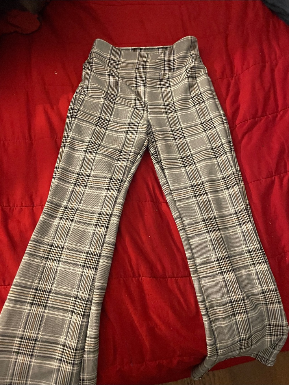 Plaid Wide-Leg Pants – Gray/Black